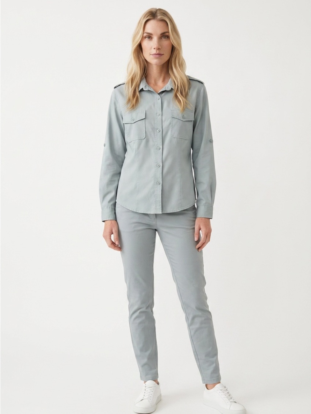 Tilly women's long-sleeve cerulean-blue shirt size Medium